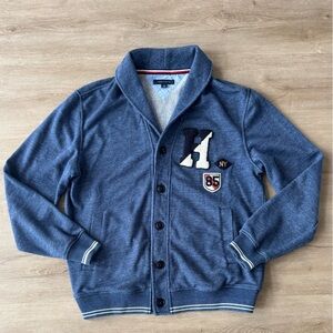 Vintage Tommy Hilfiger Men’s XL Varsity Cardigan Sweater Jacket Blue